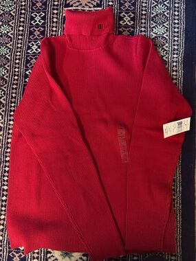 Lauren Ralph Lauren Bright Red Ribbed Turtleneck Sweater